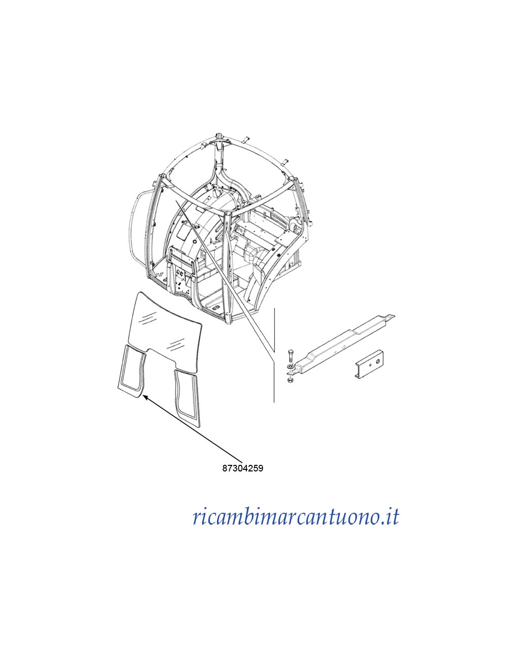 Cristallo paraspruzzi destro New Holland - cod 87304259