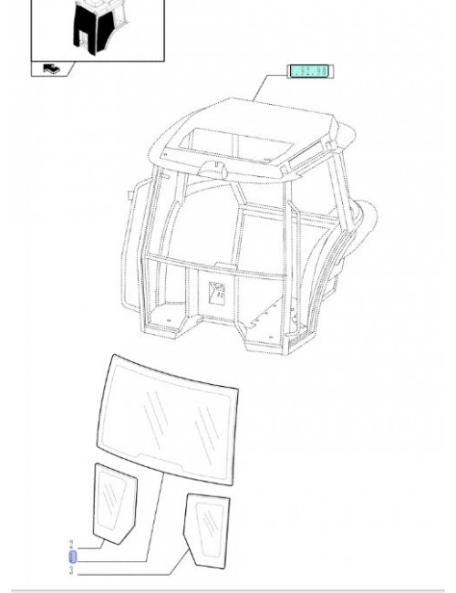 disegno tecnico parabrezza New Holland - cod 5089552