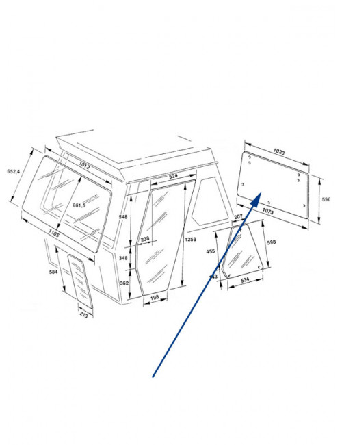 Vetro posteriore cabina Fiat/New Holland - cod 5123196