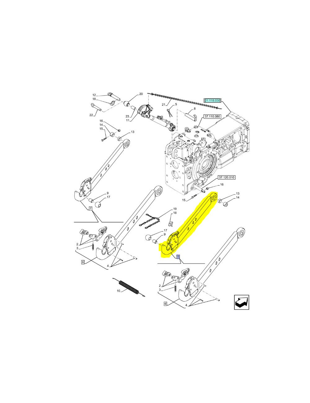 Braccio sollevatore destro New Holland - cod 87592716 Braccio sollevatore destro New Holland - cod 87592716