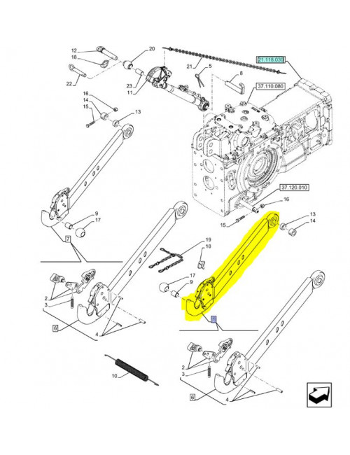 Braccio sollevatore destro New Holland - cod 87592716