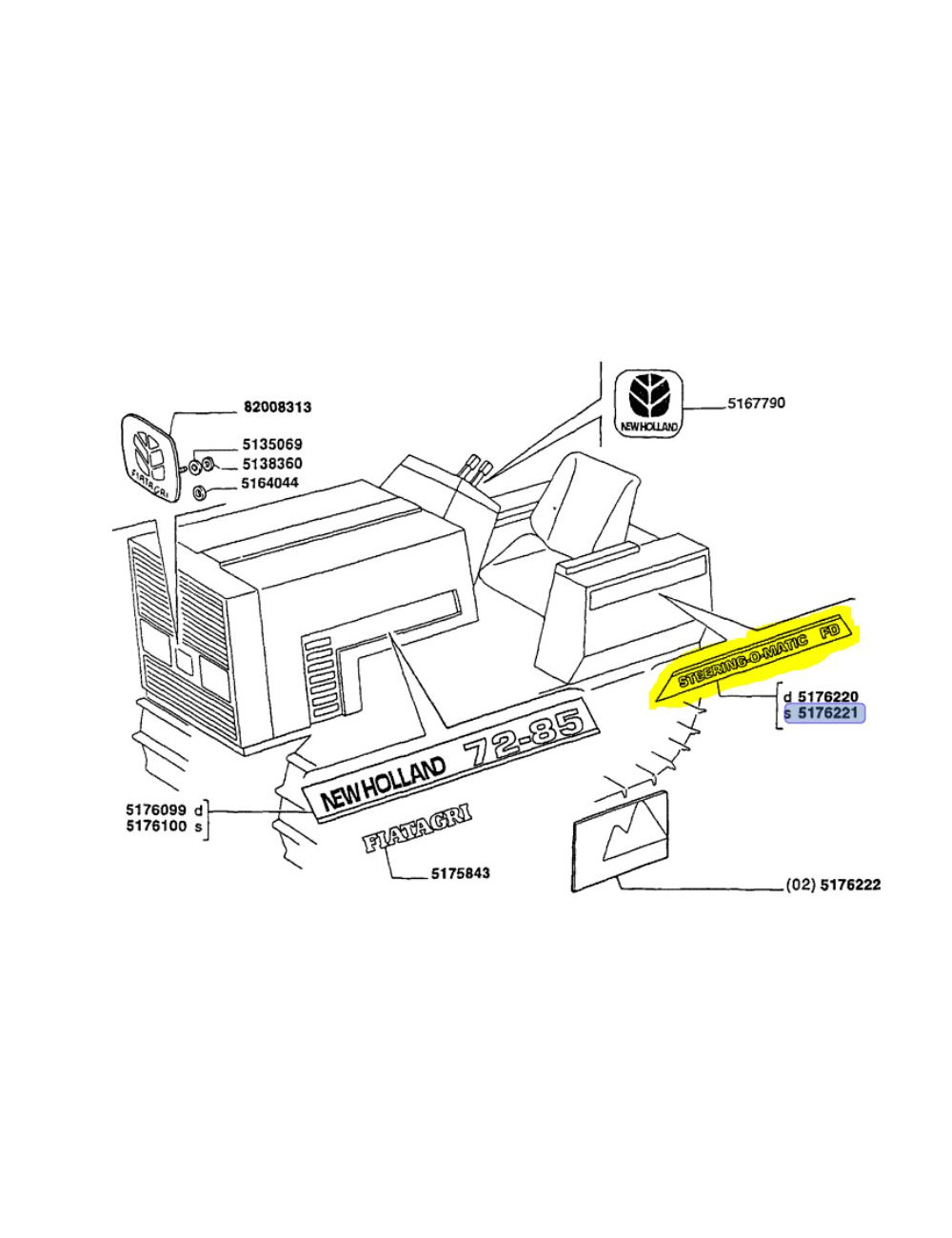 decalcomania lato sinistro posteriore New Holland - cod 5176221 decalcomania lato sinistro posteriore New Holland - cod 5176221