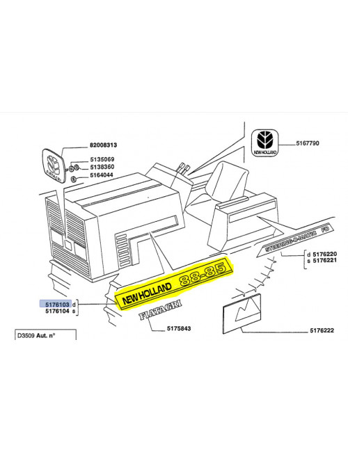 decalcomania lato destro New Holland - cod 5176103