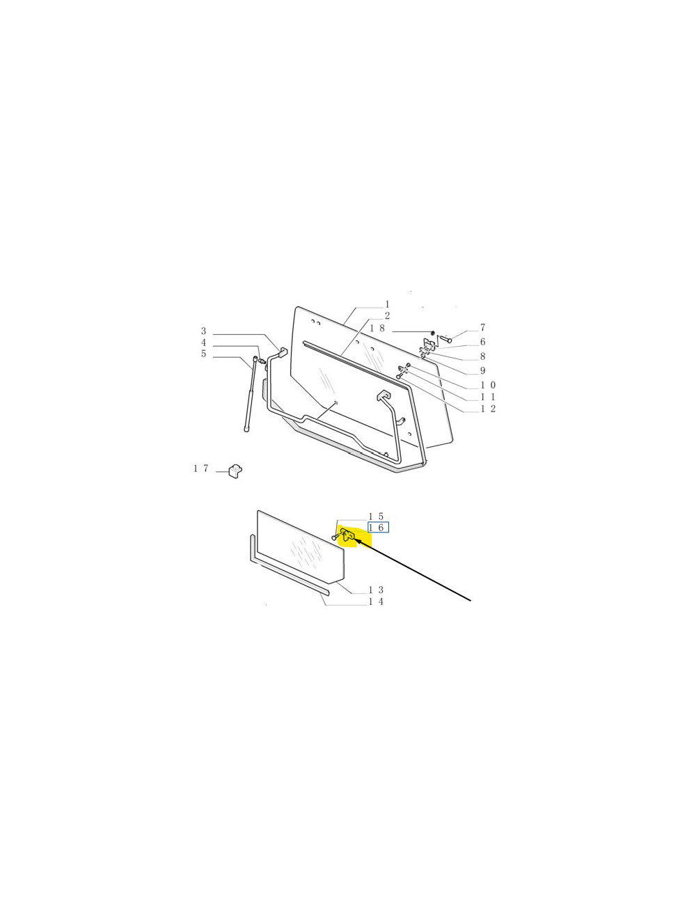 Chiusura a scatto lunotto post.New Holland -cod 82000487