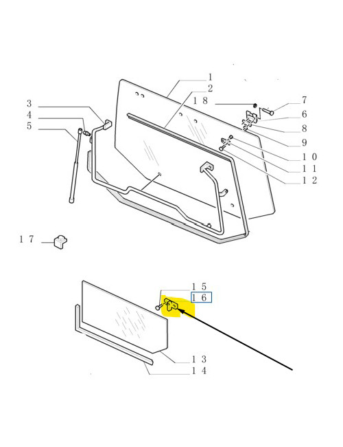 Chiusura a scatto lunotto post.New Holland -cod 82000487