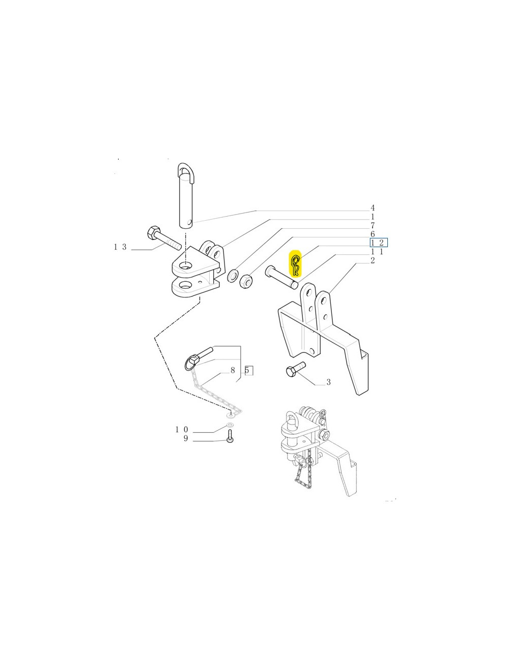 Coppiglia Gancio di traino New Holland - cod 9975174 Coppiglia Gancio di traino New Holland - cod 9975174