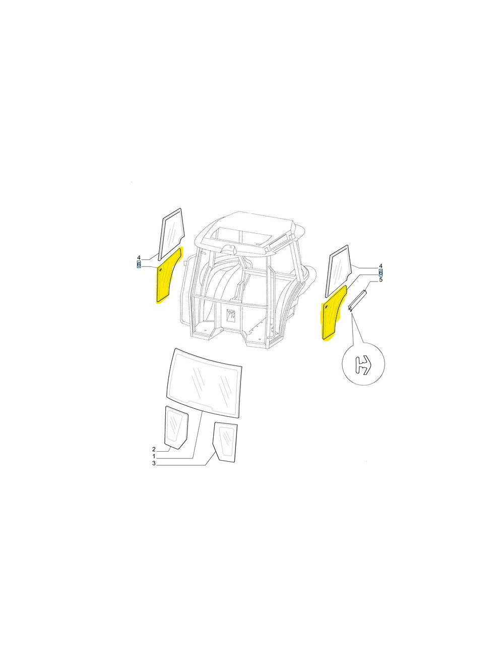 Cristallo porta inferiore destro New Holland - cod 5092899 Cristallo porta inferiore destro New Holland - cod 5092899