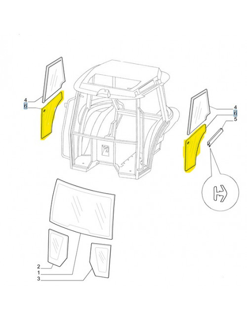Cristallo porta inferiore destro New Holland - cod 5092899