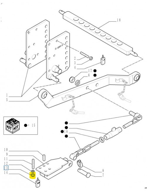 Dado attacco a tre punti bracci sollev. New Holland -cod 9975028