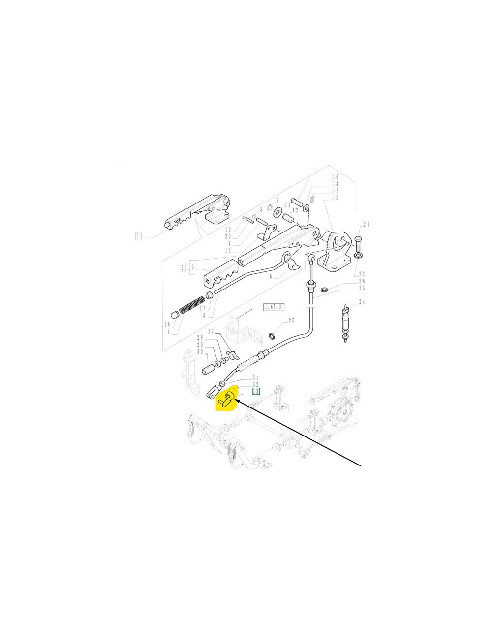 Fermo per comando freno a mano e comando acceleratore New Holland -cod 9975410