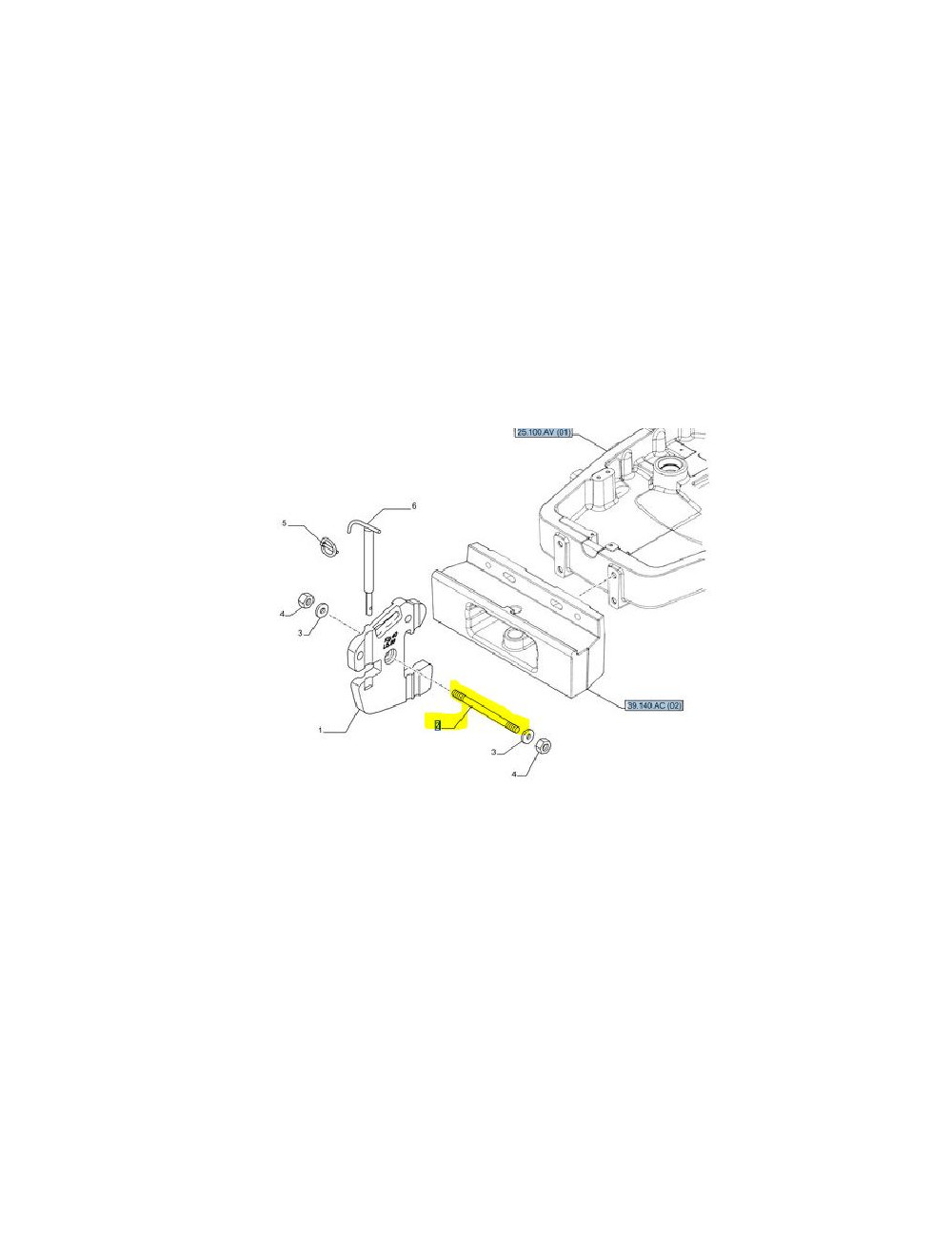 Asta filettata x zavorre anteriori New Holland - cod 82028306 Asta filettata x zavorre anteriori New Holland - cod 82028306