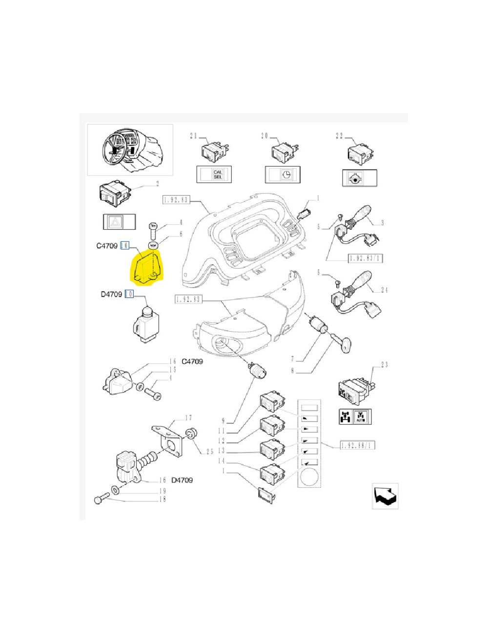 Switch diff lock New Holland - cod 5126128
