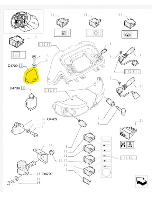 Switch diff lock New Holland - cod 5126128