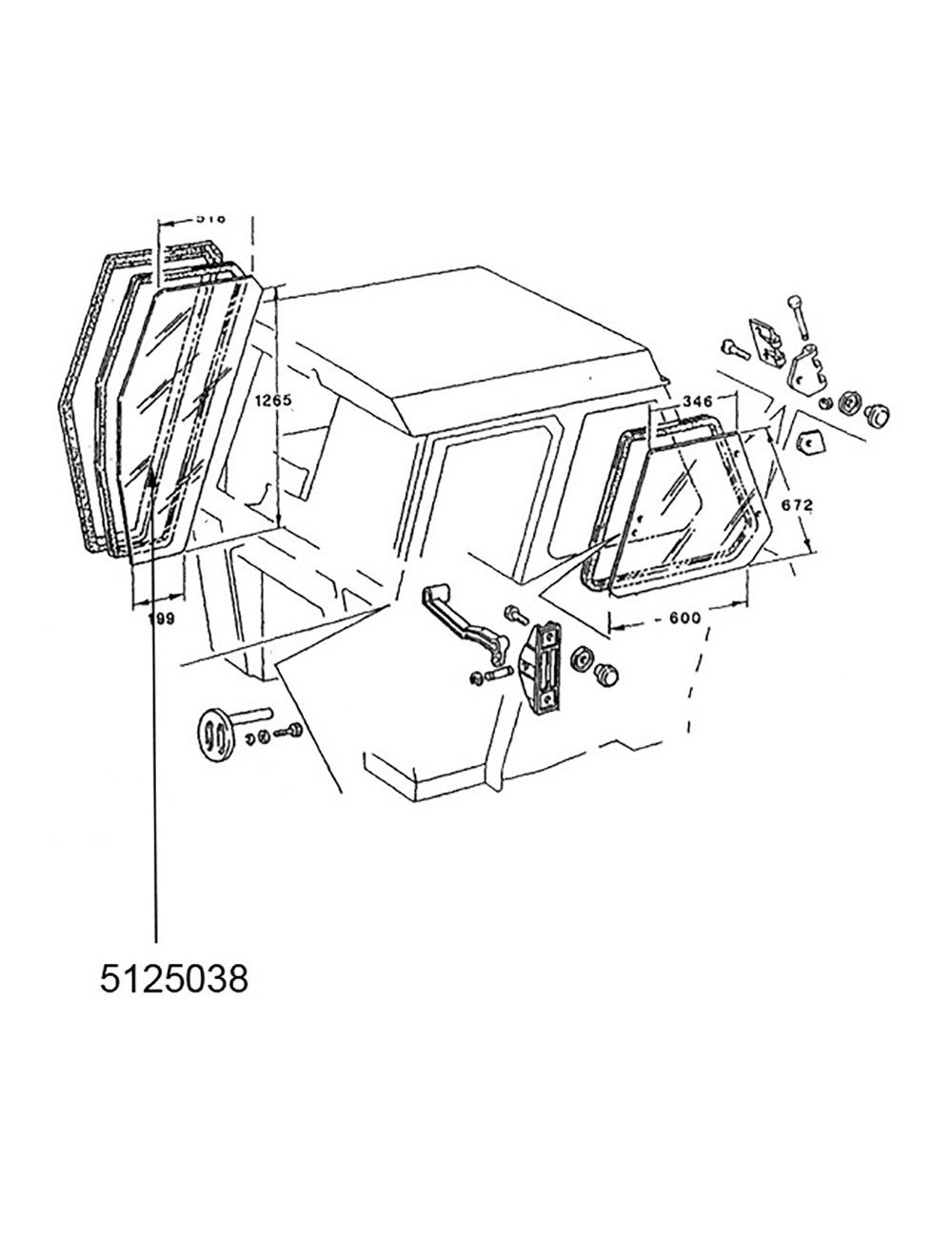Cristallo porta destra New Holland - cod 5125038 Cristallo porta destra New Holland - cod 5125038