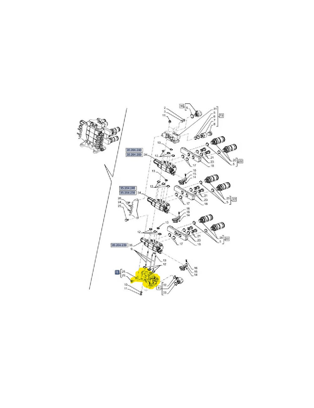 piastra distributori posteriori New holland cod 84254823