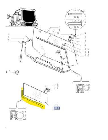 guarnizione vetro inferiore posteriore New Holland cod 82008627