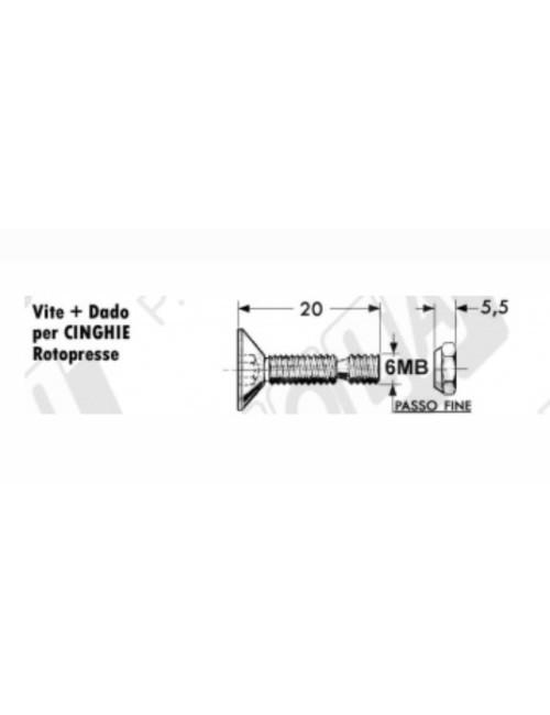 vite per piastra VITE Testa Svasata 90° per Cinghie Rotopresse cod 58.641