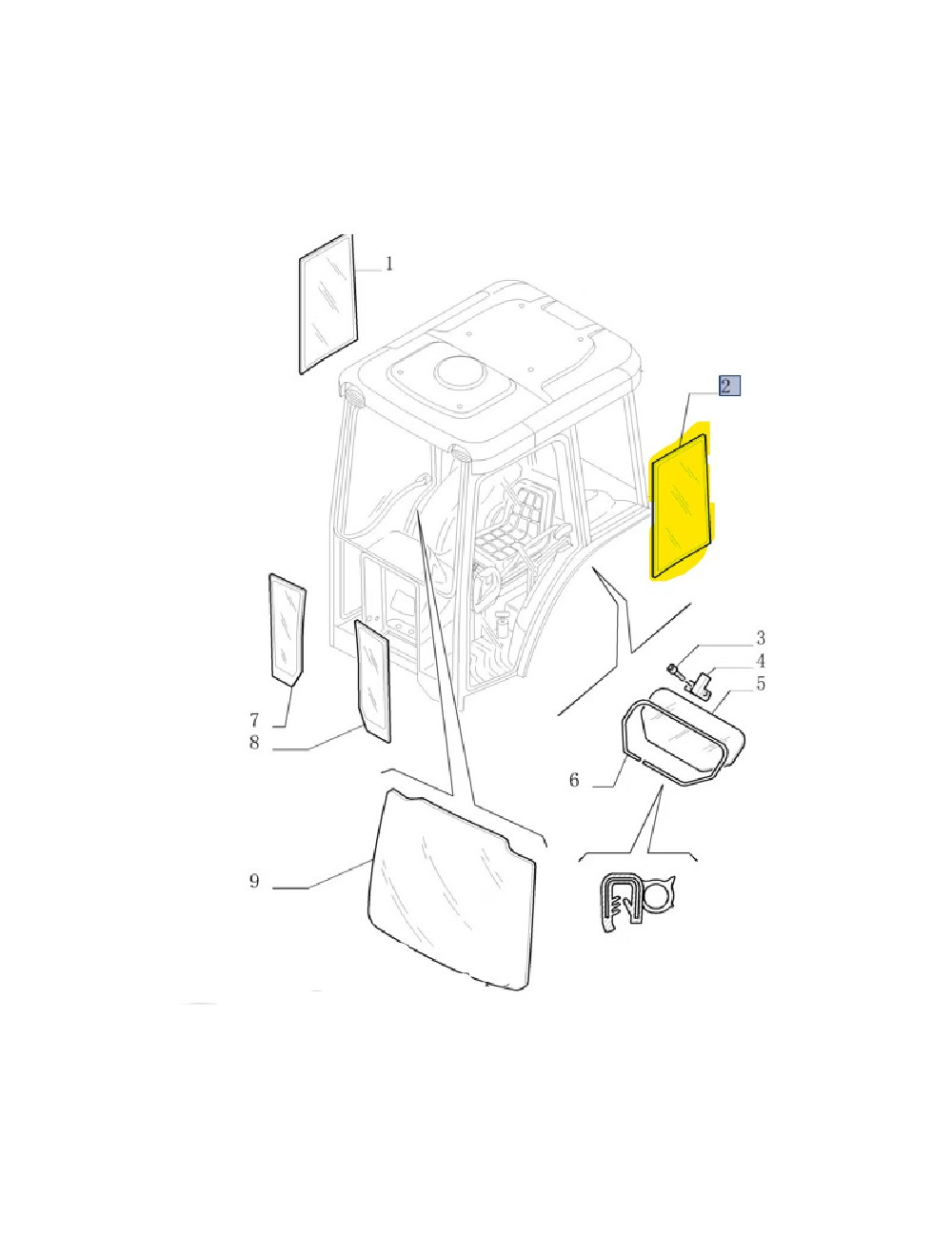 vetro laterale sinistro New Holland cod 44911555 vetro laterale sinistro New Holland cod 44911555
