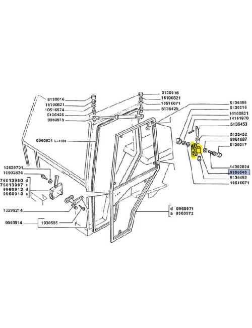 Cerniera porta New Holland -cod 9960846
