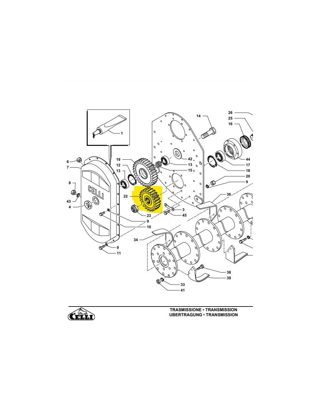 ingranaggio inferiore Celli Z26 cod 341518