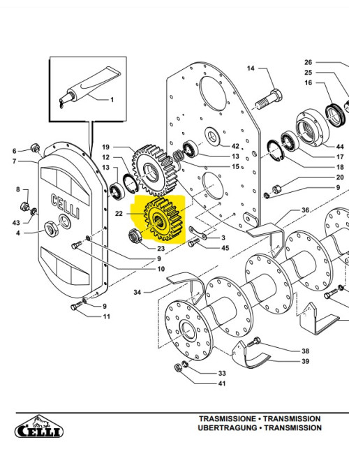 ingranaggio inferiore Celli Z26 cod 341518