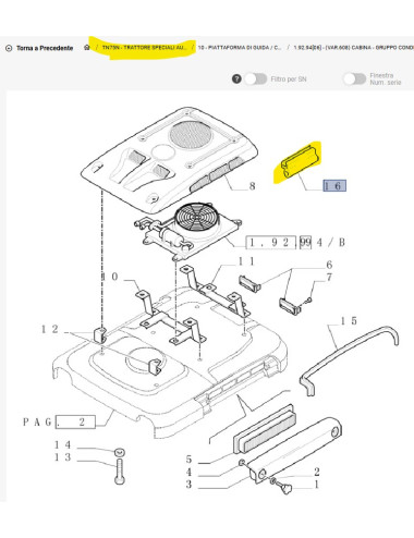 guarnizione tetto cabina New Holland cod 478963915